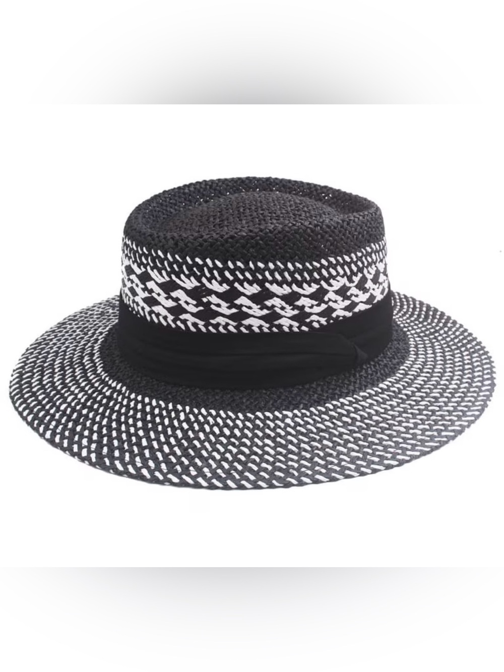 Styline Woven Flat-Top Boater Fedora Straw Hat - New In Bag